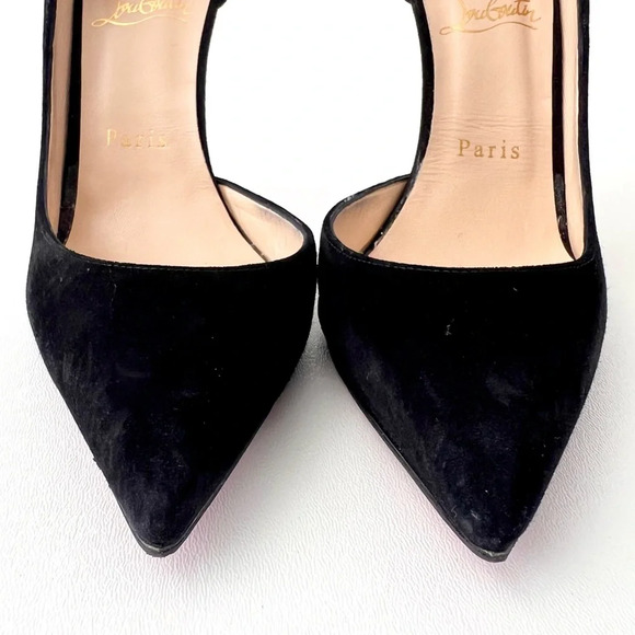 CHRISTIAN LOUBOUTIN | Iriza 100 Black Veau Velours Pointed Pump EU 38.5 US 8.5 - Picture 4 of 16